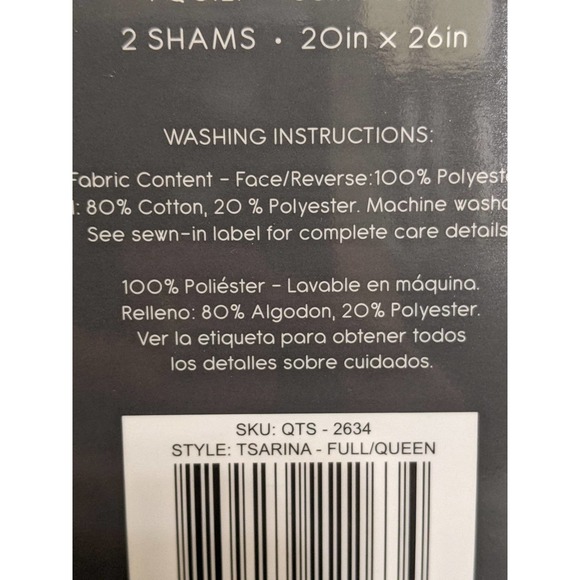 Full queen size bed new la Brea tsarina quilt shams pillow cover set 3 pcs - Picture 5 of 7